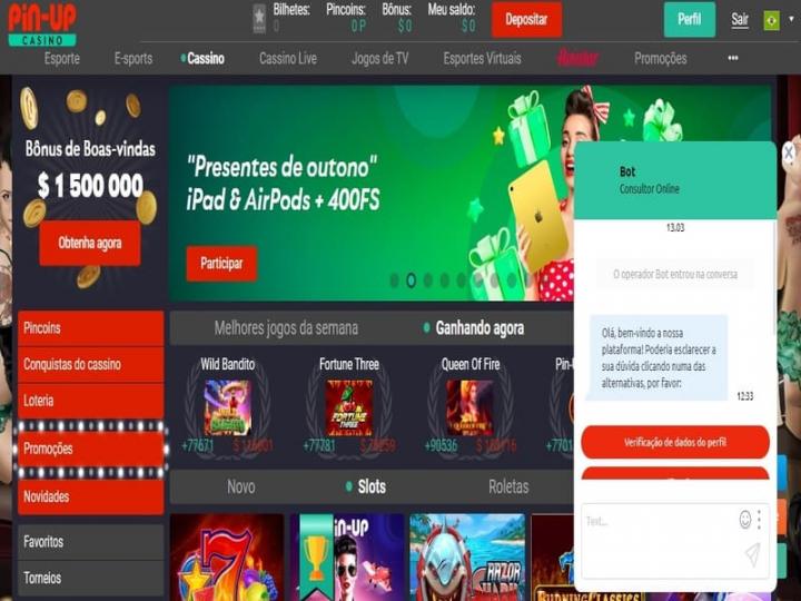 Entre em contato com o serviço ao cliente no cassino Pin-Up